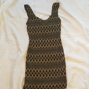 Black and gold stretchy form fitting dress NWT